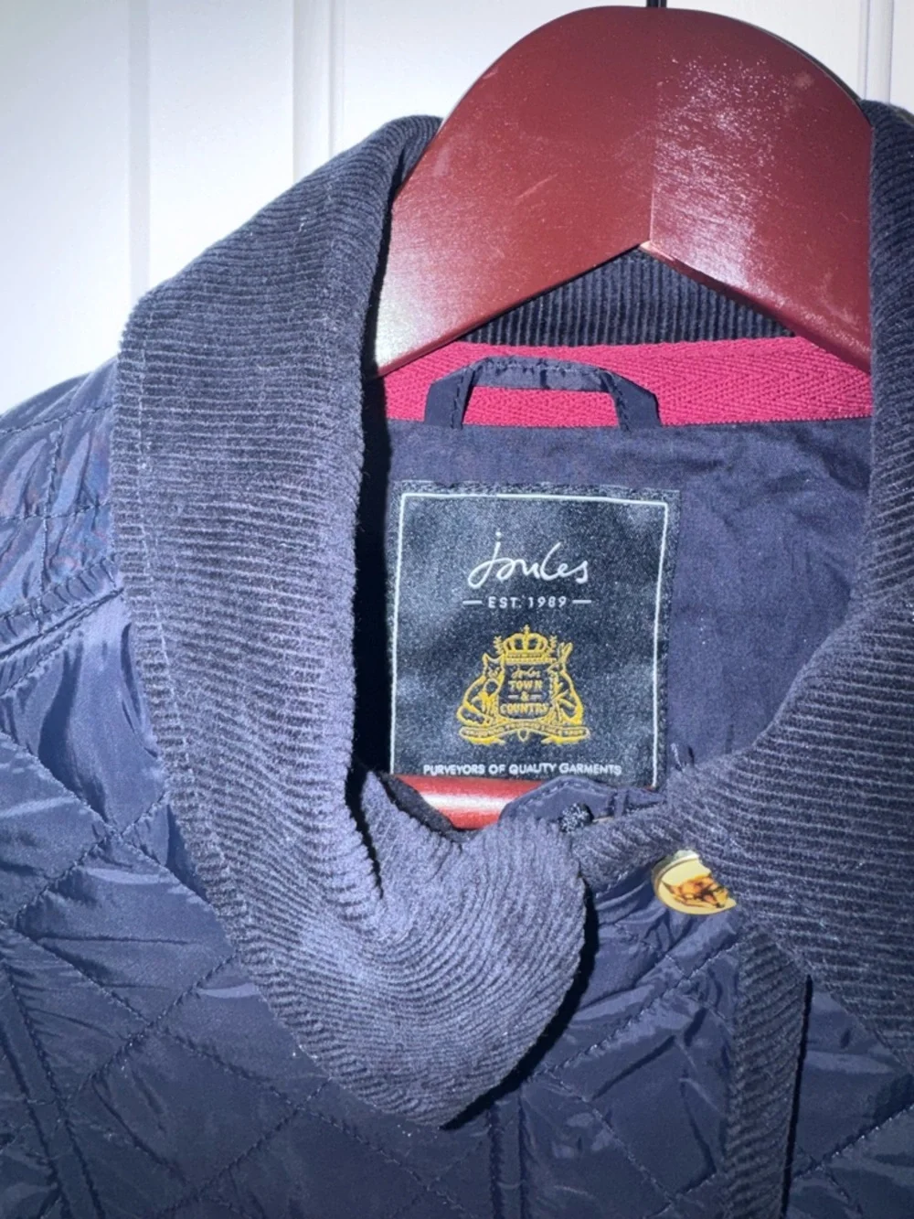 Joules Navy Blue Quilted Jacket with Gold Hardware - Picture 5 of 12